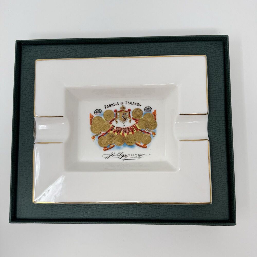 VTG H. Upmann Ashtray Ceramic Gold Detail Xonex Fabrica De Tabacos Signed NIB